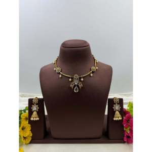 Indian Ethnic Rohini Traditional Hasli Necklace <b>Set</b>-Gold Plated CZ <b>Bridal</b> <b>Jewelry</b> - Product Image 5