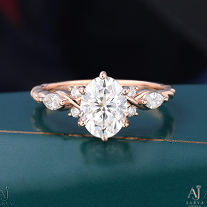 Anillo de Compromiso de Oro Rosa de 14K con Diamante Cultivado en Laboratorio de Corte Ovalado, Joyería Nupcial para Mujer - Product Image 6