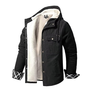 Men's Plaid Hooded Shirt Jacket With Sherpa Lining Windproof Casual Winter <b>Coat</b> Thick Fleece <b>Lined</b> Regular Fit - Product Image 6