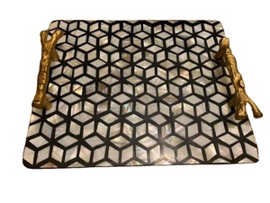 Bandejas de servicio artesanales de madera con incrustaciones de madreperla para decoración de bodas, decoración de eventos, regalos de regalo, Ramadán del Golfo de madera - Product Image 4