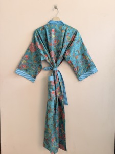 Bata de Baño de Algodón con Estampado Floral, Ropa de Dormir Transpirable y Suave, Ropa de Estar por Casa - Product Image 1