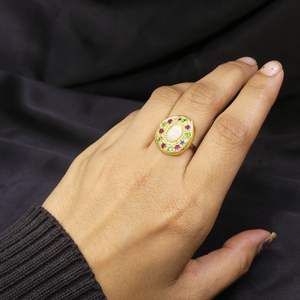 Anillo de Compromiso Clásico y Tradicional con Ópalo y Topacio Multicolor, Chapado en Oro sobre Plata de Ley, Anillos Finos y Elegantes - Product Image 6