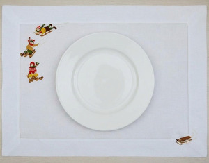 Ensemble de sets de table et serviettes de luxe personnalisés en lin brodé pour snowboard, avec ourlet festonné, lavables en machine, pour la maison et les fêtes - Product Image 3
