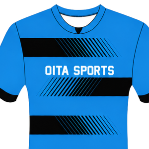 Sky Blue Black Rugby <b>Jersey</b> <b>Short</b> Sleeve Crew Neck Striped Team Uniform Custom Breathable Training Performance Athletic Sports - Product Image 3