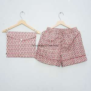 Conjunto de Pijama Corto de Verano para Mujer, Estampado a Mano, Algodón, Ropa de Dormir Suave con Característica Térmica, Hecho a Mano para Mujeres - Product Image 2