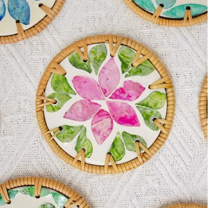 Eco Friendly Handmade Rattan Drink Coaster Natural Woven Classic Flower Cup Mat <b>Table</b> <b>Protection</b> Kitchen Decor Made in Viet Nam - Product Image 4