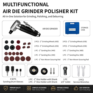 LEMATEC 20000 RPM Gearless Air <b>Grinder</b> Tool 1/4" Collet High Speed Pneumatic <b>Die</b> <b>Grinder</b> LE-G1443K 0.5 HP for <b>Metal</b> Deburring - Product Image 6