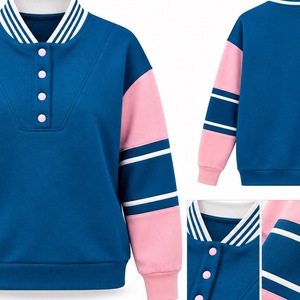 Custom O-Neck Pullover Varsity Sweatshirt Unisex Color Block <b>Fleece</b> OEM - Product Image 3