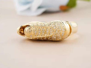 Rhodium Plated Luxury Sneaker Design <b>Iced</b> <b>Ring</b> Unisex Unique Shoe Shape Hip Hop Fashion Jewelry Moissanite IGI Certified - Product Image 1