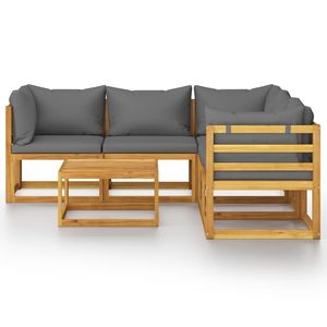 Set Lounge da Giardino in Legno Grigio Scuro - Product Image 3