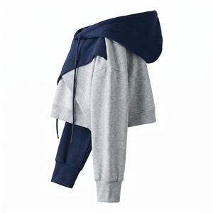 Women Two Tone <b>Patchwork</b> Crop <b>Top</b> Hoodie Long Sleeve Crossover Front Sweatshirt Casual Streetwear Pullover Hooded <b>Tops</b> 2026 - Product Image 2