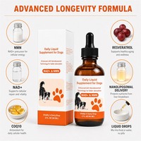 Complément anti-âge Waylemo pour chiens NAD+ NMN Liquide Nanoliposomal Énergie Cellulaire Santé de la Peau et du Pelage Gouttes 60ml