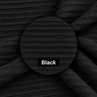 Tissu en maille côtelée double en polyester noir, tissu texturé extensible pour la confection de vêtements et de mode