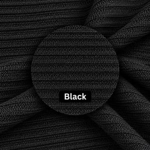 ผ้าถักริบโพลีเอสเตอร์สีดำเนื้อผ้าดับเบิ้ลแมตต์แบบยืดหยุ่นสำหรับเสื้อผ้าแฟชั่นและการผลิตเสื้อผ้า - Product Image 3