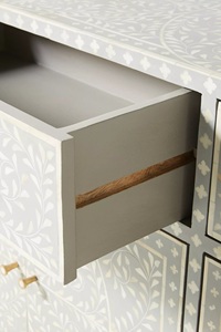 Modern Bone Inlay <b>Chest</b> of Drawers Handmade Wooden Cabinet with Floral Pattern - Product Image 3