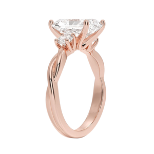 <b>Ring</b> Of Gold With Lab Grown <b>Diamond</b> Radiant Cut Three Stone Engagement Style in 14K 18K Gold Twisted Band Bridal <b>Ring</b> for Women - Product Image 5