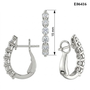 Minimalist Au750 White Gold Natural Diamond Huggie Earrings Single Row Secure French <b>Clip</b> Bridal Fine Jewelry HK Wholesale - Product Image 5