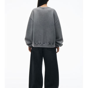 Sweat-shirt décontracté unisexe à col rond et manches longues, coupe ample, pour l'automne/hiver, sans repassage, couleur unie - Product Image 5