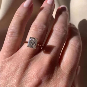 แหวนหมั้นเพชรทรงรัศมี 4.50 กะรัต เพชรเลี้ยงในห้องปฏิบัติการ ทองคำขาว 14k แหวนหมั้น แหวนแต่งงาน - Product Image 5