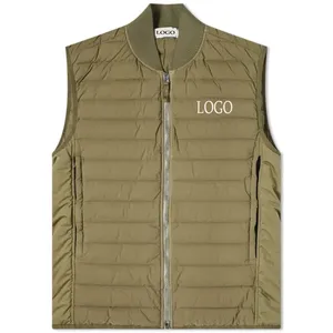 Gilet matelassé sans manches noir pour homme, col montant, coupe-vent, polyester, bande réfléchissante, veste sportive d'automne - Product Image 4