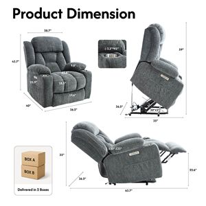 Poltrona Reclinabile Elettrica in Pelle per Anziani con Funzione Massaggio e Riscaldamento, Comoda Seduta per Soggiorno - Product Image 2