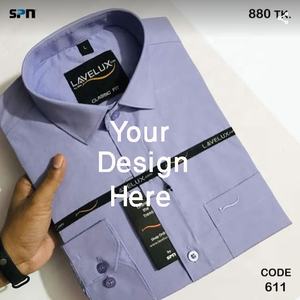 เสื้อแขนยาวสุภาพบุรุษผ้าฝ้าย100% ฤดูใบไม้ร่วงสีพื้นสำหรับผู้ชาย - Product Image 6