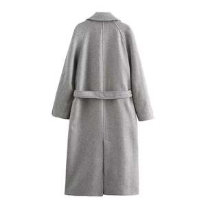 Elegante Abrigo Largo de Algodón y Lana, Chaqueta de Invierno, Corte Entallado, Gabardina de Moda para Mujer, Ropa Casual - Product Image 2