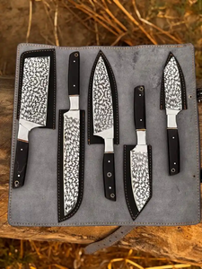 Juego de Cuchillos de Cocina LEGACY BLADES, 5 Piezas, con Hojas de Damasco Grabadas, Cuchillos Profesionales para Chef, Mango de Madera Hecho a Mano, Suministros para Restaurantes - Product Image 4