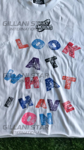<b>White</b> Short Sleeve T-Shirt With Colorful Letter Print O-Neck Casual Style Loose Fit Crop Top Style - Product Image 4