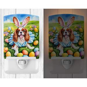 Nueva Cavalier Spaniel Ceramic Night Light UL-Certified Easter Egg Hunt para dormitorio 6x4x3 Multicolor Compact Nightlight - Product Image 2