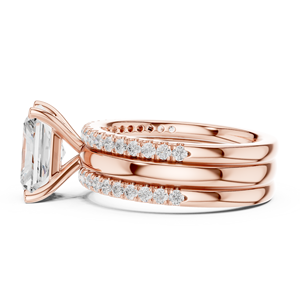 Rose Gold Lab Grown <b>Diamond</b> radiant Cut Engagement <b>Ring</b>, Double Pavé Band, Luxury Bridal Wedding <b>Ring</b> for Women Gifts for Her - Product Image 2