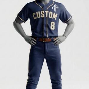 Ensemble uniforme de baseball pour homme avec logo blanc, manches courtes, col rond, 100 % polyester, coupe classique, fermeture boutonnée par RIVIAN ATLANTIC - Product Image 1