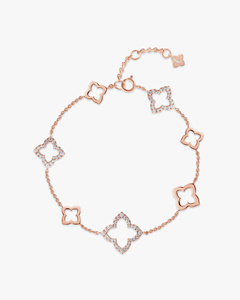 Pulsera de Oro 10K 14K con Diamantes de Laboratorio para Mujer, Brazalete con Eslabones Florales de Trébol, Joyería de Regalo para Ella, Pulsera con Dije de Flor - Product Image 3