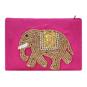 Monedero para mujer hecho a mano con bordado y cuentas de semillas, diseño de elefante, mini bolso para mujer - Product Image 1