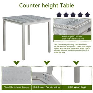 Set da Pranzo da 5 Pezzi con Tavolo Quadrato in Legno e 4 Sedie Imbottite, Set Tavolo da Cucina - Product Image 4