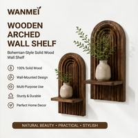 Étagère murale en bois cintrée, style bohème, en bois massif, support mural décoratif pour bougies, pour salon