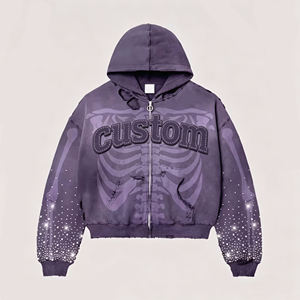 Sudadera con Capucha Extra Grande con Cierre, Diseño de Letras con Estampado de Camuflaje Negro, Estilo Urbano, Unisex, Largo Regular, Tejido 100% Algodón - Product Image 3
