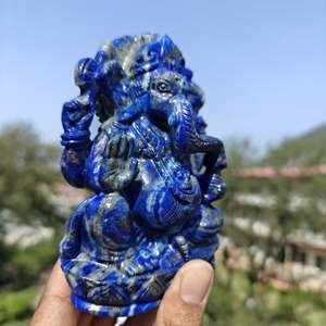 Statue de Ganesha en lapis-lazuli bleu afghan sculptée à la main, figurine en pierre précieuse sculptée pour la décoration de la maison, cadeau - Product Image 3