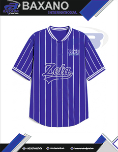 Camiseta de Béisbol a Rayas Azules para Mujer de la Hermandad Zeta Phi Beta ZPB, Camisa Casual de Manga Corta con Botones para Mujer ZPB - Product Image 4