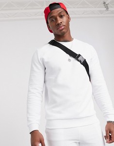 Sweat-shirt blanc à col rond pour homme, manches longues, couleur unie, décontracté, respirant, en coton, coupe classique, pour le printemps - Product Image 1