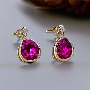 Boucles d'oreilles pendantes fantaisie tourmaline en argent sterling 925 plaqué or 18 carats les plus populaires pour femmes et filles à la mode et élégantes - Product Image 2