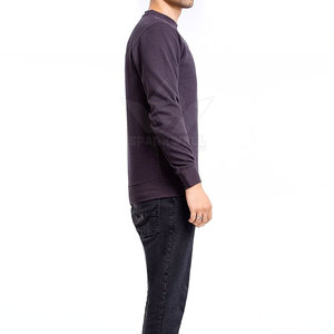 เสื้อสเวตเชิ้ตคอกลมสีม่วงเข้มสำหรับผู้ชาย ทรงปกติ ผ้าถัก ระบายอากาศได้ดี สีพื้น ใส่สบายๆ สำหรับฤดูใบไม้ร่วง - Product Image 5