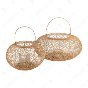 Vietrustic Stylish Exterior <b>Lantern</b> <b>Candle</b> Holder Bamboo Rattan <b>Lantern</b> Handmade Outdoor Hanging <b>Lanterns</b> - Product Image 5