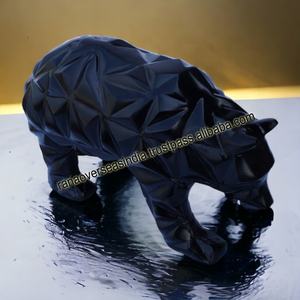 Statue de Sculpture d'ours noir Figurine d'arts modernes en aluminium pour la pièce maîtresse de Table de décoration intérieure - Product Image 2