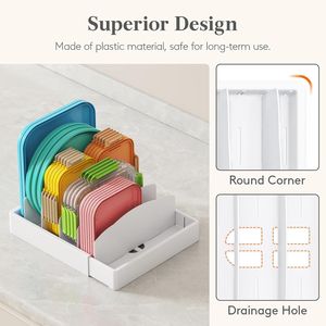 Organizzatore per Dispensa Espandibile con 8 Divisori Regolabili e 9 Sezioni, Porta Coperchi per Contenitori Alimentari, Organizzazione Cucina - Product Image 2