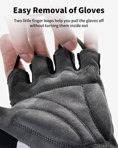 ถุงมือปั่นจักรยานแบบมีแผ่นรองนิ้วครึ่งนิ้ว พร้อมคุณสมบัติกันลื่น ดูดซับแรงกระแทก น้ำหนักเบา และระบายอากาศได้ดี สำหรับการปั่นจักรยานเสือภูเขาและจักรยานถนน - Product Image 3