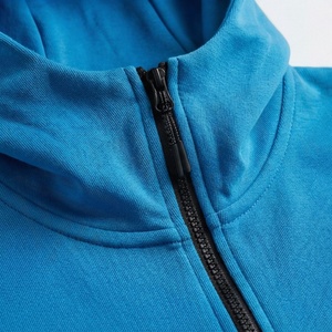 Ensemble de survêtement bleu à capuche pour homme, fermeture éclair intégrale, sportswear décontracté, couleur unie, respirant, en polyester, pour l'automne - Product Image 4