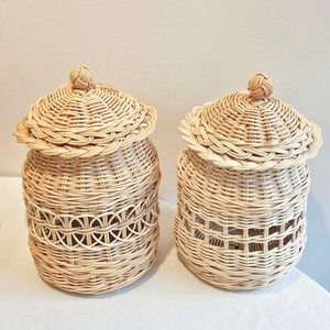 Rattan <b>storage</b> <b>boxes</b> woven jar container lid basket <b>for</b> <b>decor</b> & storing handmade weaving box - Product Image 1