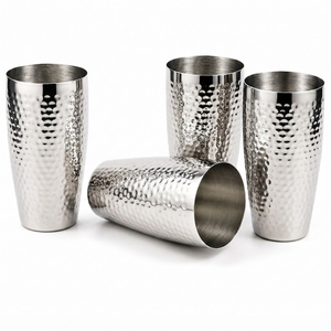 Verre à double paroi en acier inoxydable martelé, incassable, pour bar, restaurant, camping en plein air, vaisselle de bar - Product Image 1