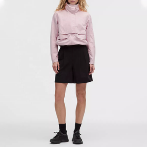 Stylish <b>Women</b> Pink Stand Collar <b>Utility</b> <b>Jacket</b> With Patch Pockets Full Sleeve Zipper Spring <b>Women</b> Short Length Polyester <b>Jackets</b> - Product Image 6